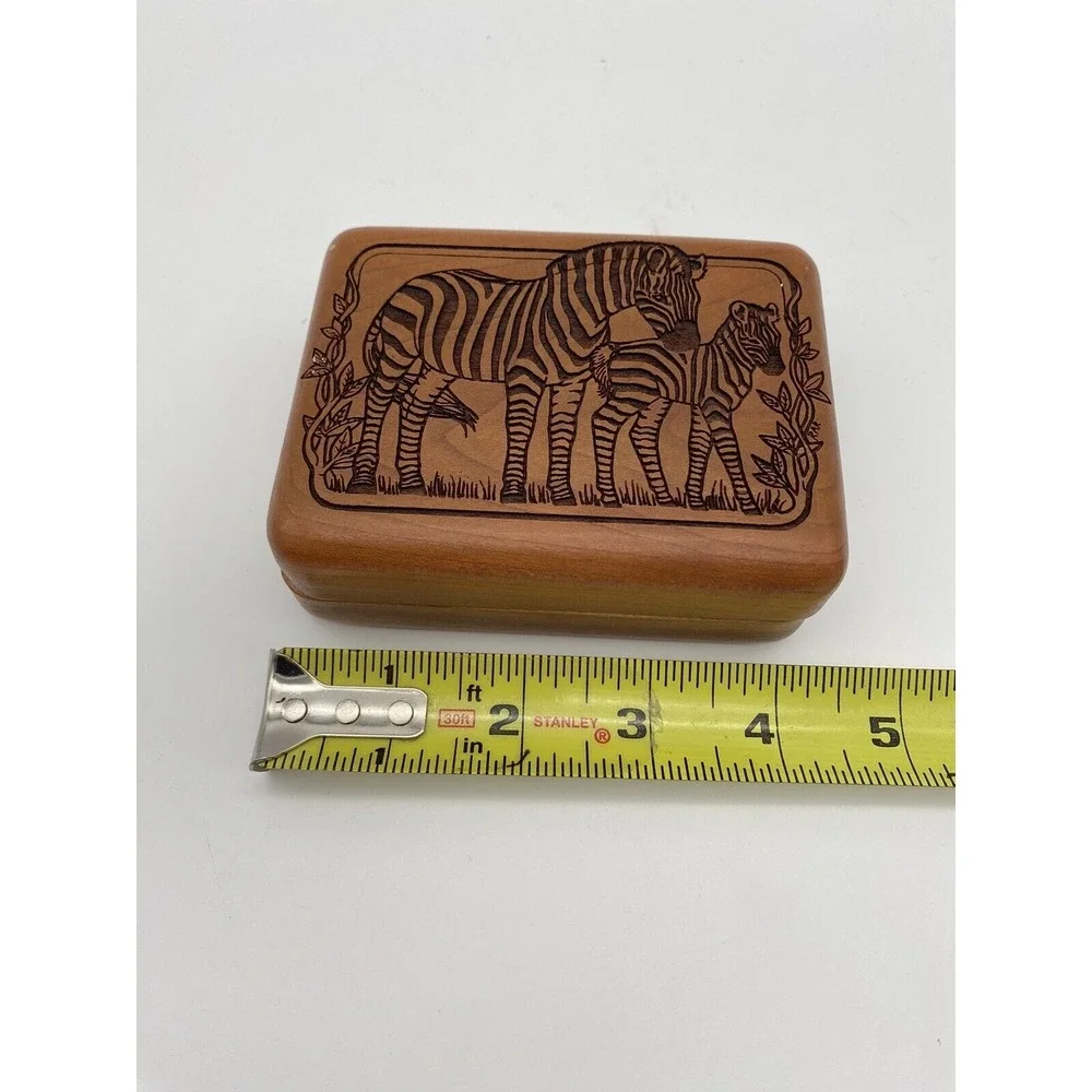 Vintage Corporate Custom‎ Product Zebra Wooden Musical Jewelry Box Works